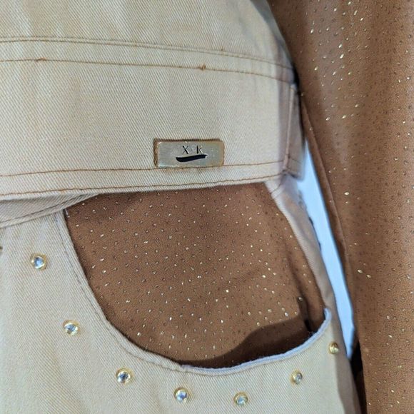 Cache Vintage Embellished Jacket‎ Pants Women's S Brown Studded Western - Picture 5 of 9